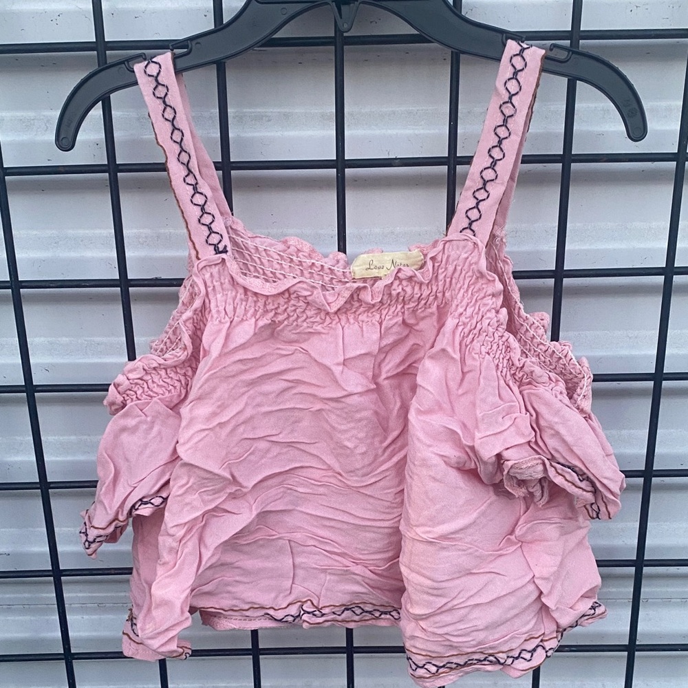 Love Notes Pink Smocked Ruffle Crop Top
